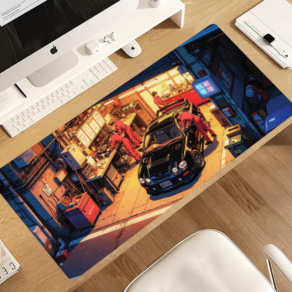 Gaming Accessories Shop - Retro Repair Shop Racing Car Mousepad