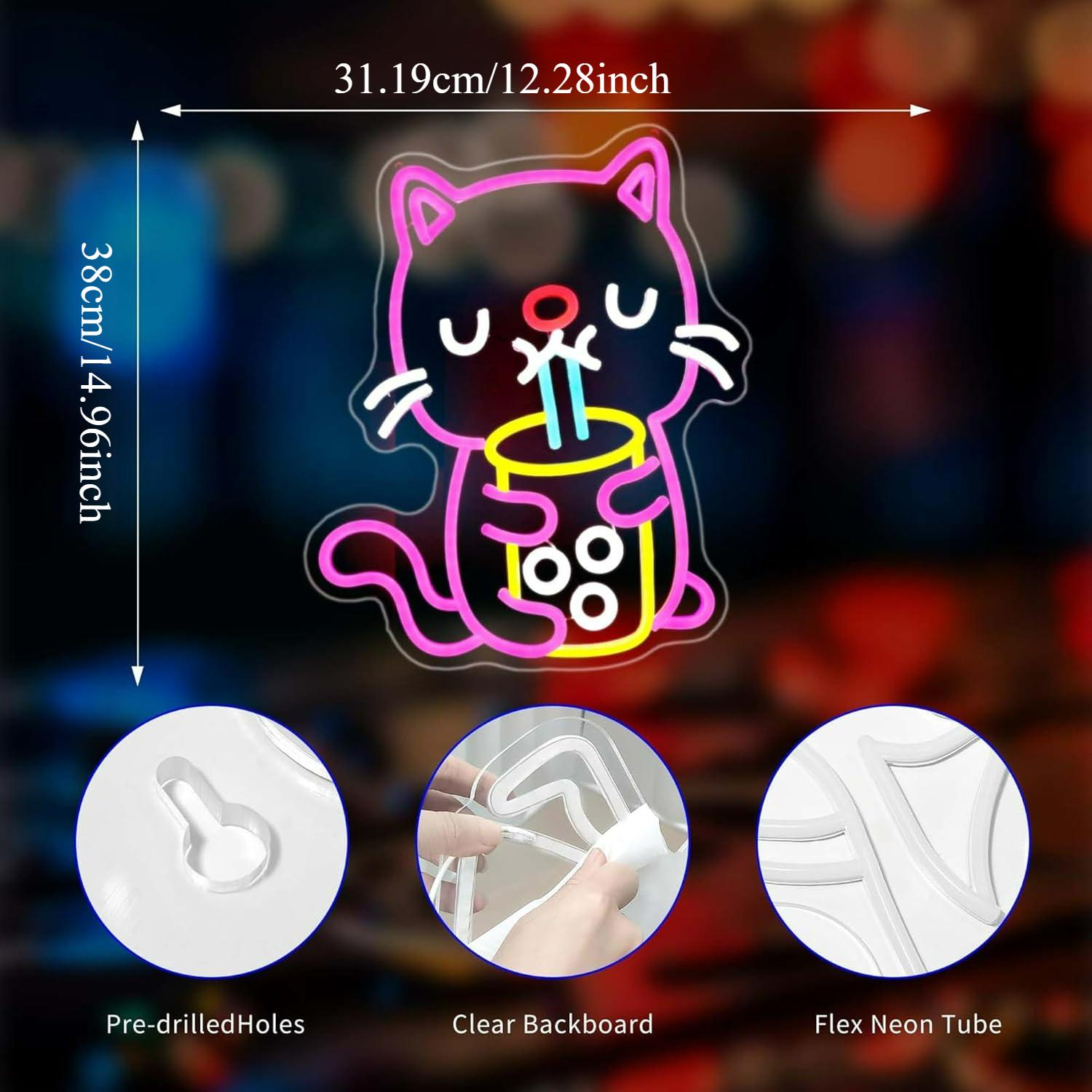 Cat Boba Tea Neon Sign USB Dim - Gaming Accessories Shop recension och pris